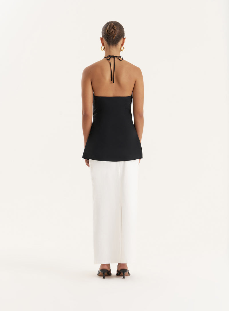 White Floral Embroidered Cotton Skirt- Alondra