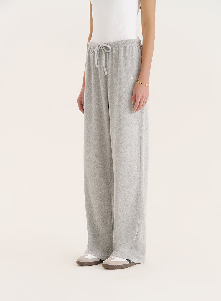 Grey Towelling Straight Leg Trouser- Livia