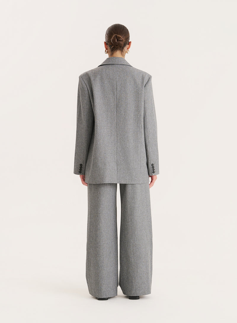 Grey Tailored Oversized Blazer-Mira