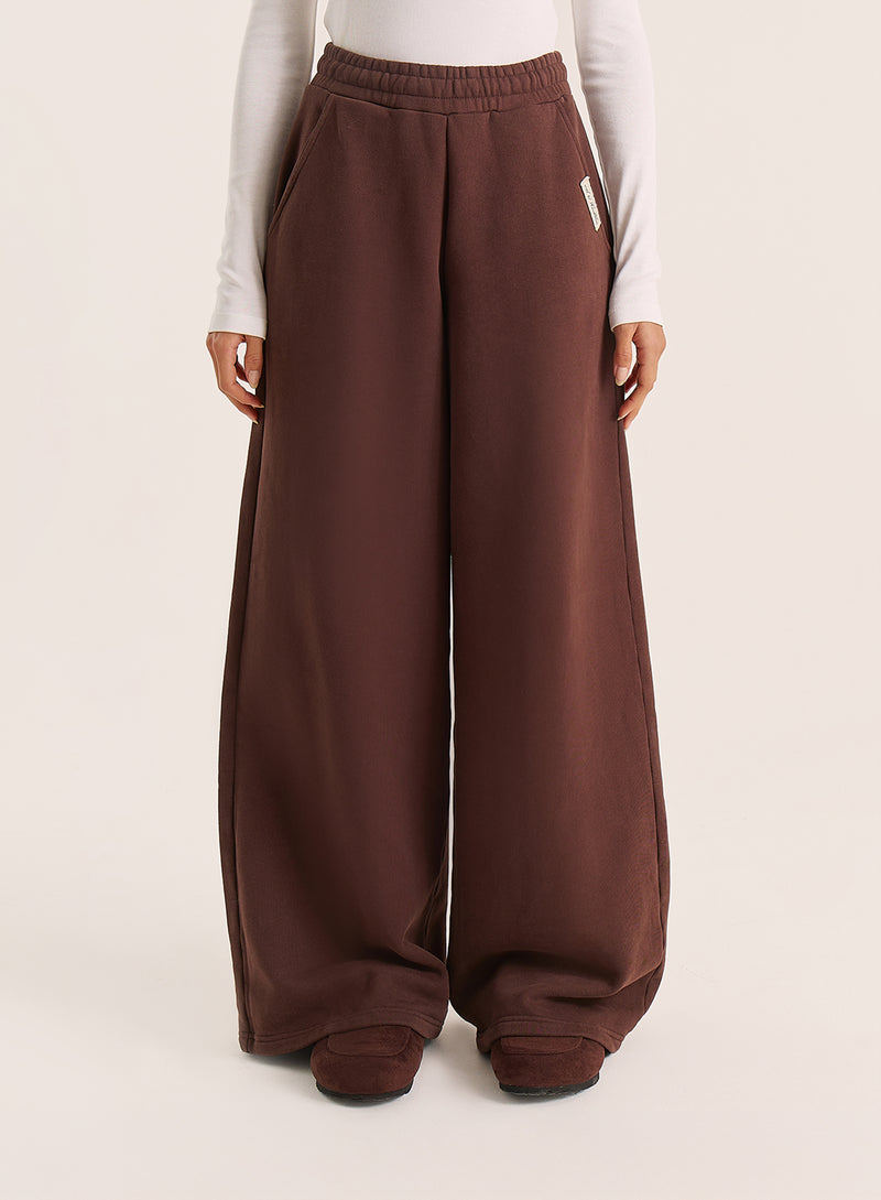 Chocolate Extreme Wide Leg Branded Joggers