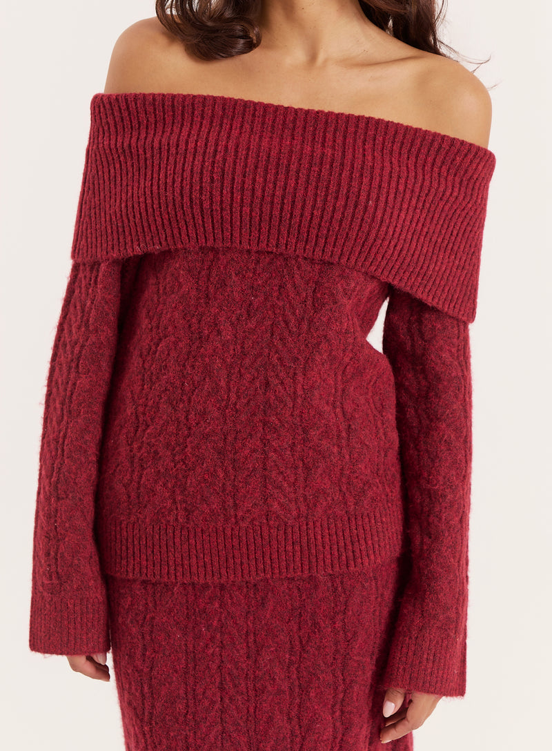 Burgundy Knitted Foldover Bandeau Top- Dalia