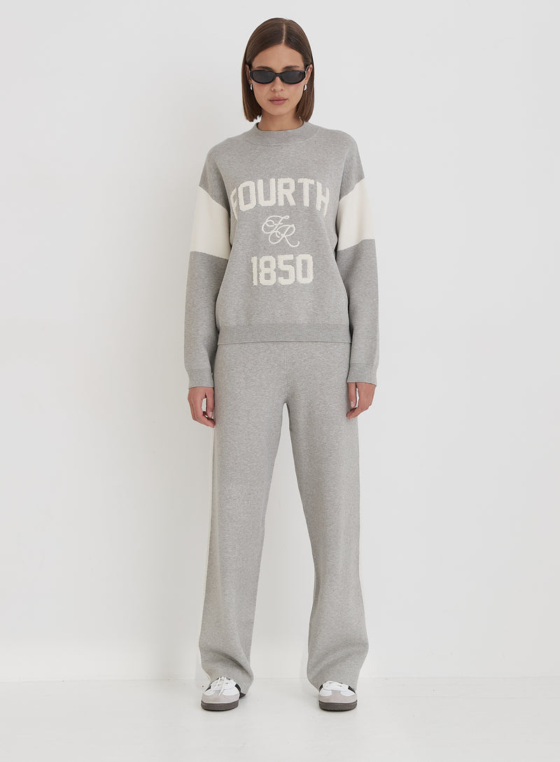 Grey Branded Knitted Jumper- Davis