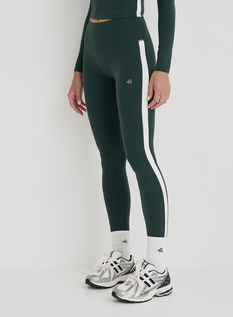 Green 4th Branded Contrast Stripe Legging- Abby