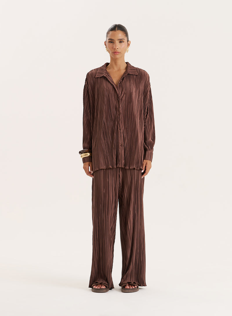 Chocolate Plisse Shirt- Palais