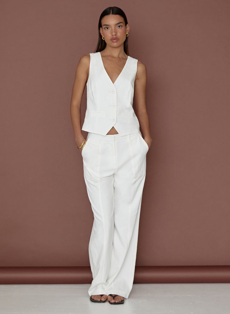 White Linen Cross Back Waistcoat- Tilde