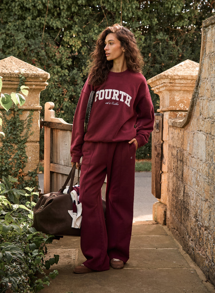 Burgundy Fourth Embroidered Branded Sweatshirt- Trey