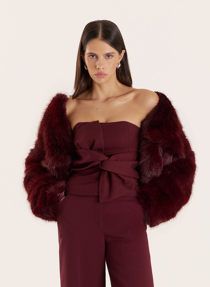 Burgundy Knot Detail Tailored Bandeau Top- Sawyer