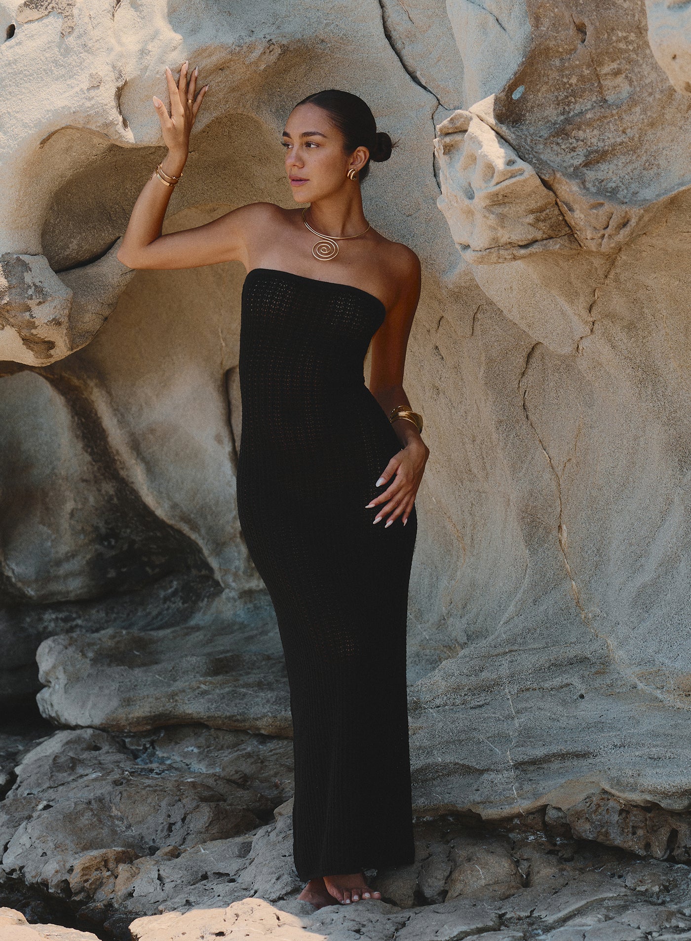 andmary Emily slit dress ブラック ANDMARY】Emily slit dress