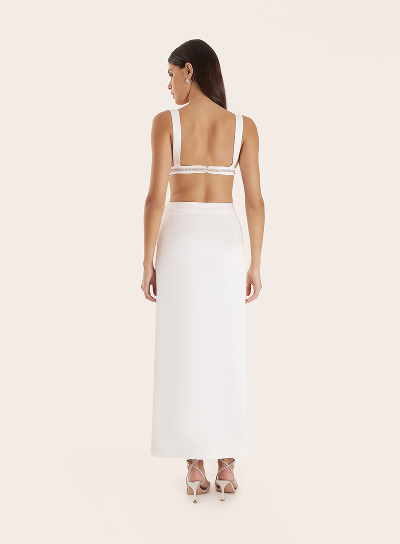 Cream Side Split Midaxi Skirt- Lucia