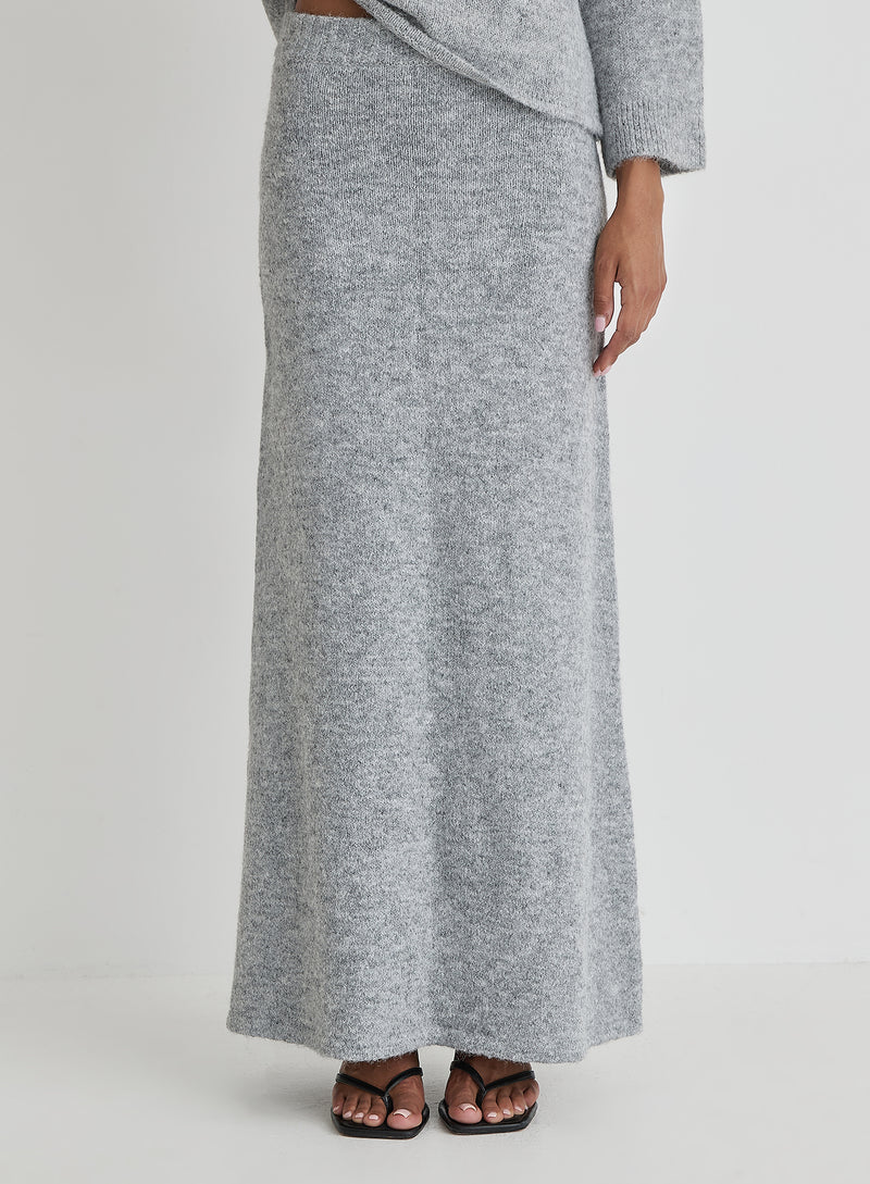 Grey Knitted Maxi Skirt- Cadence