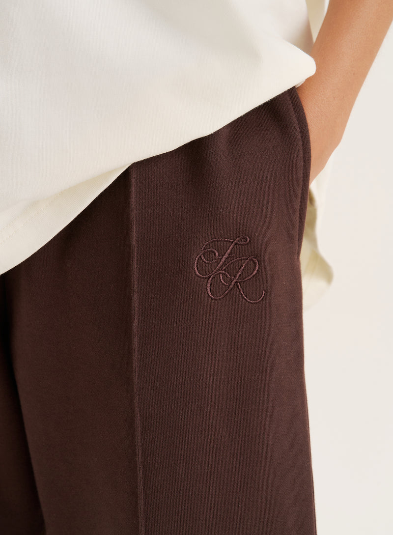 Chocolate 4th Wide Leg Branded Heavyweight Joggers- Valerie