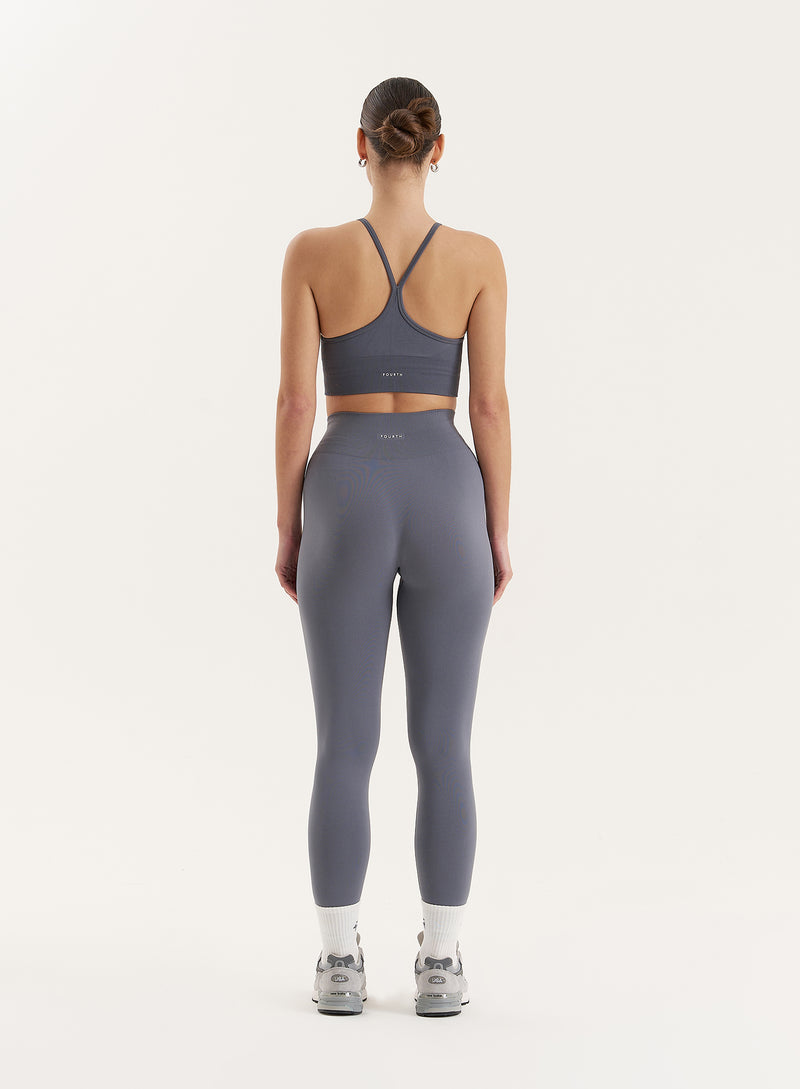 Grey Racer Back Seamless Sports Bra- Jenna