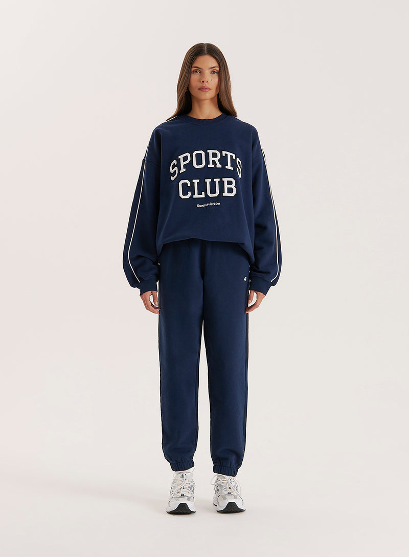 Navy Slogan Relaxed Oversized Sweatshirt- Ellie