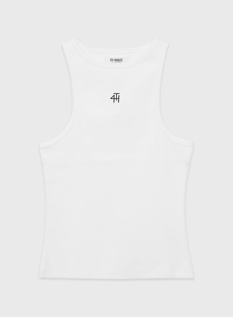 White 4th Branded Racer Vest Top - Everyday