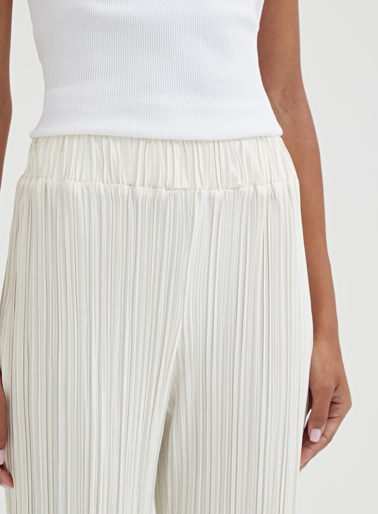 Cream Plisse Trousers - Palais