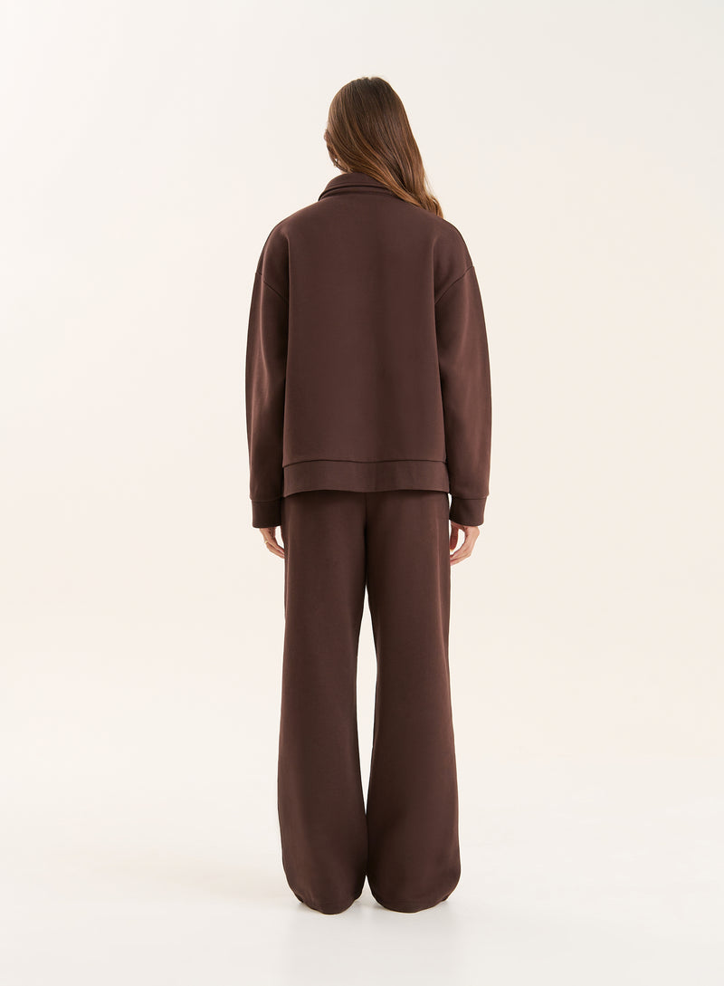 Chocolate Logo Detail Zip Bomber Jacket- Valerie