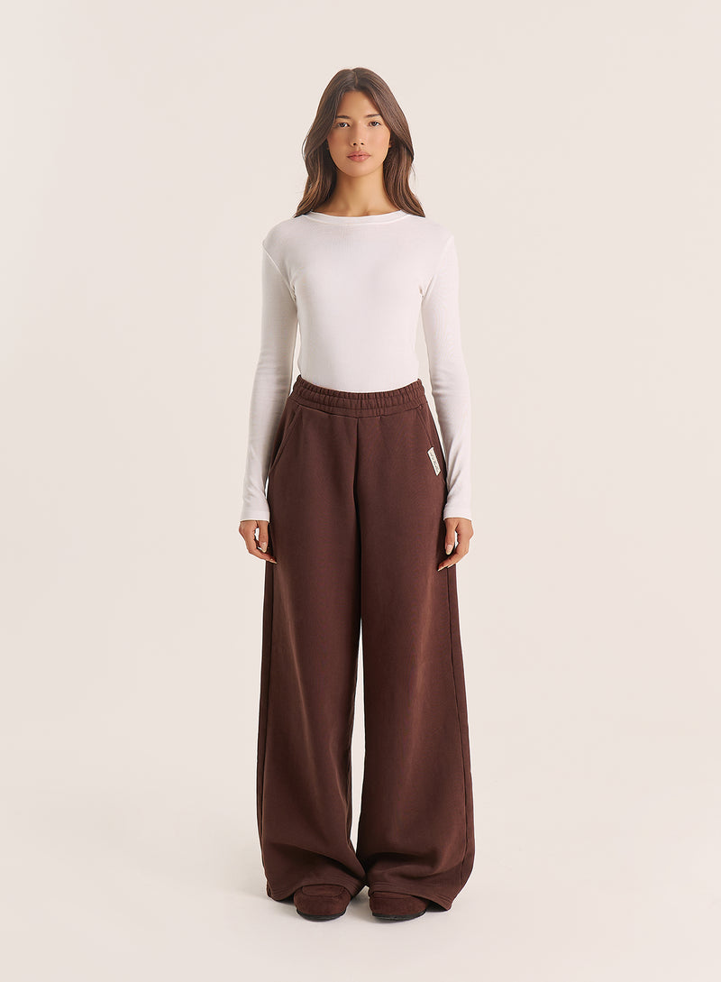 Chocolate Extreme Wide Leg Branded Joggers
