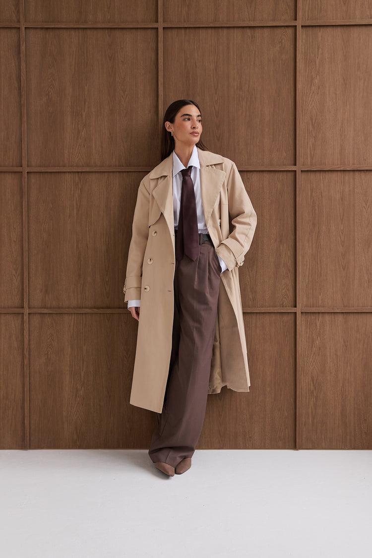 Beige Belted Trench Coat- Tabi
