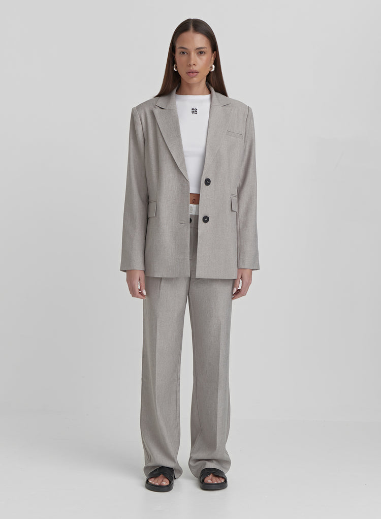 Grey PVE Tailored Oversized Blazer- Taylor