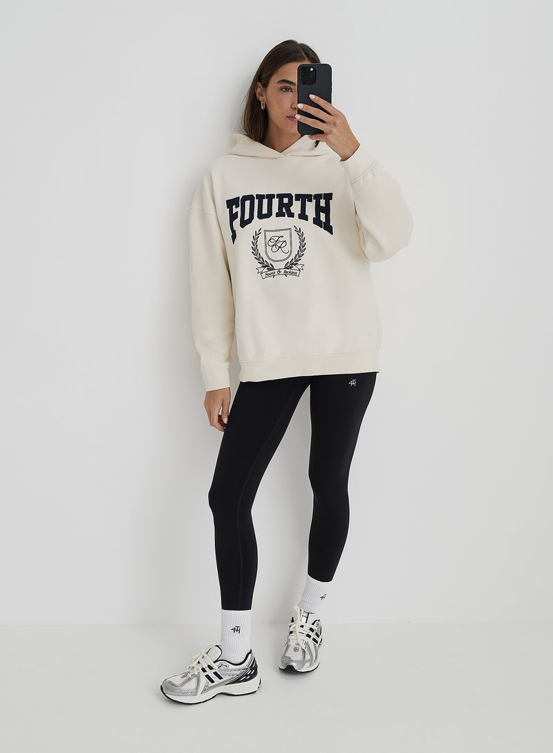 Cream Fourth Varsity Emblem Hoodie- Harlow