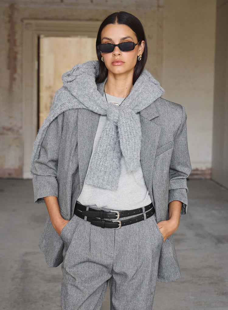 Grey Tailored Oversized Blazer-Mira