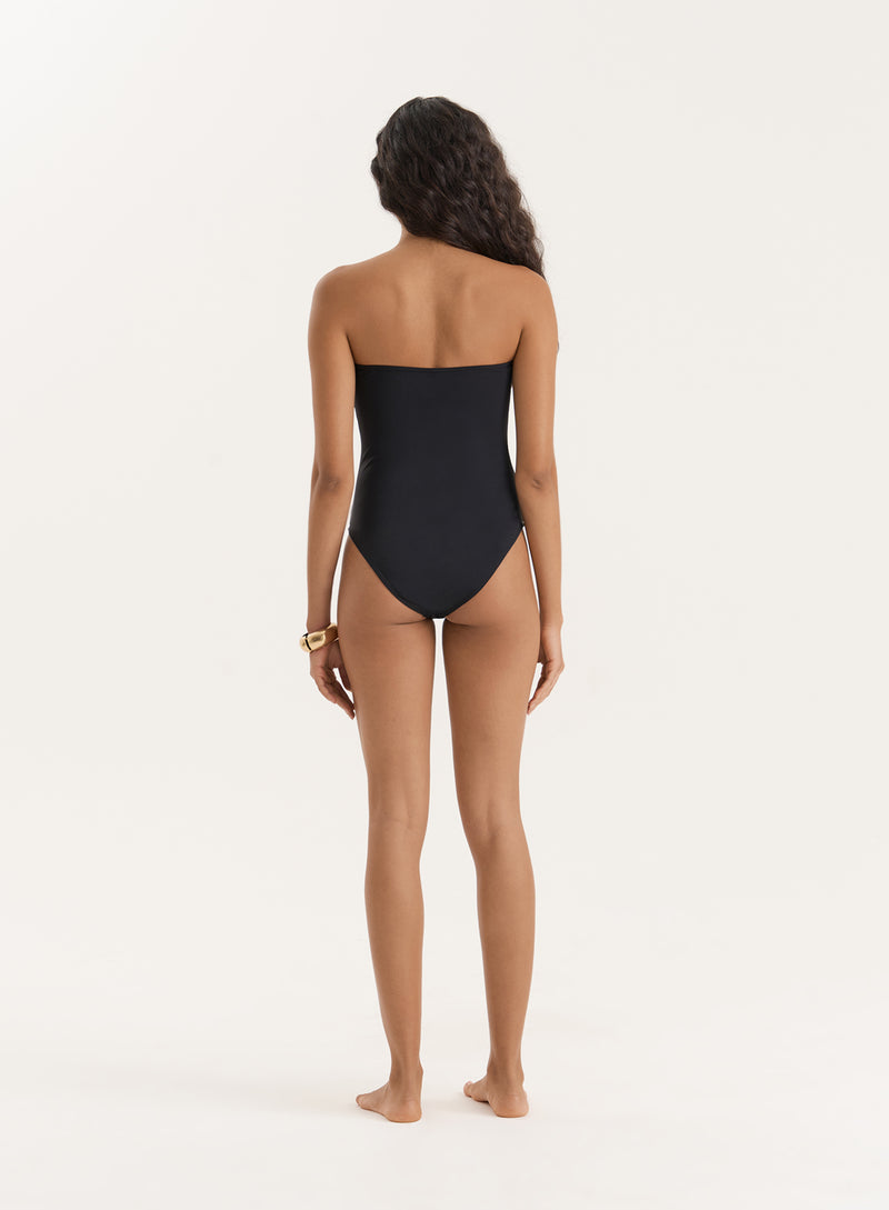 Black Gold Ring Cut Out Bandeau Swimsuit- Nala