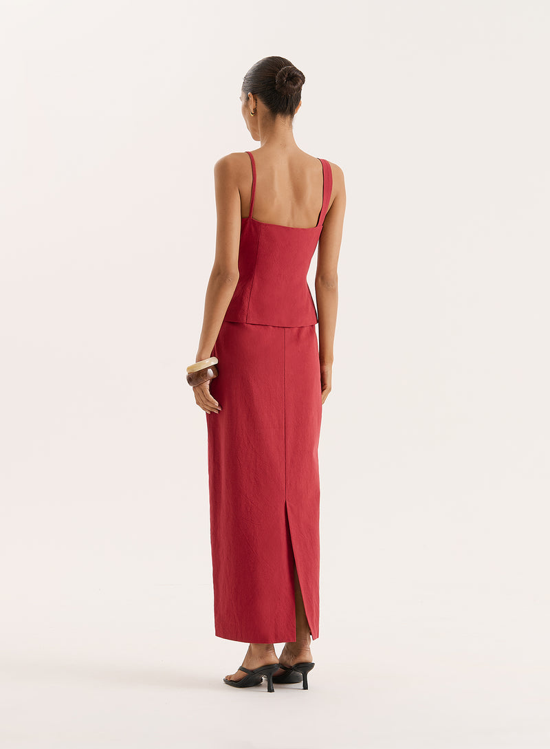 Rust Bead Strap Detail Split Front Top- Irisa