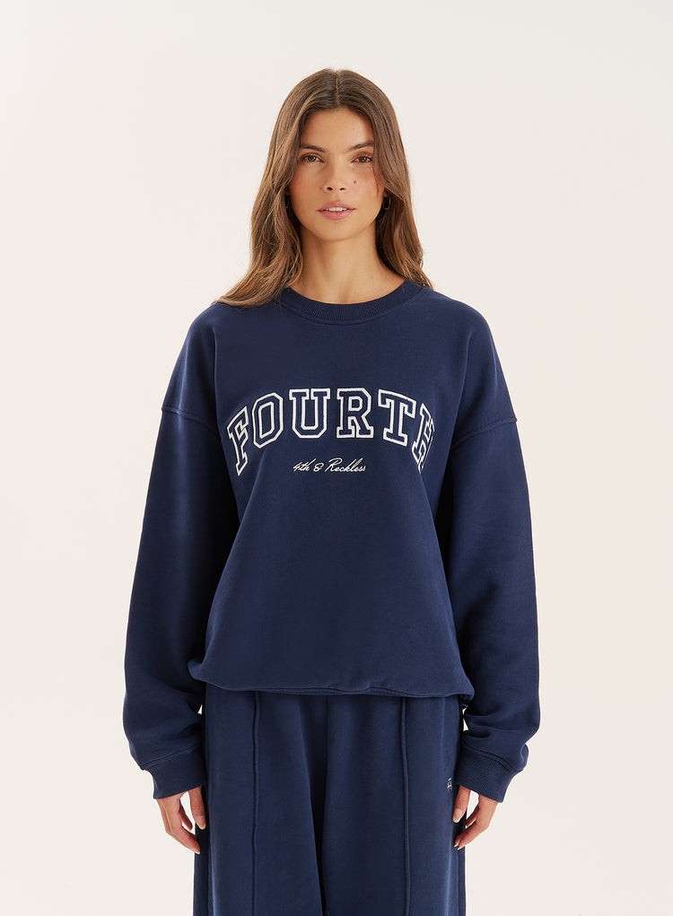 Navy Fourth Embroidered Branded Sweatshirt- Leon