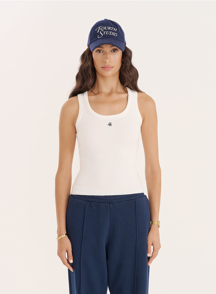 White Knitted 4th Vest Top- Tamil