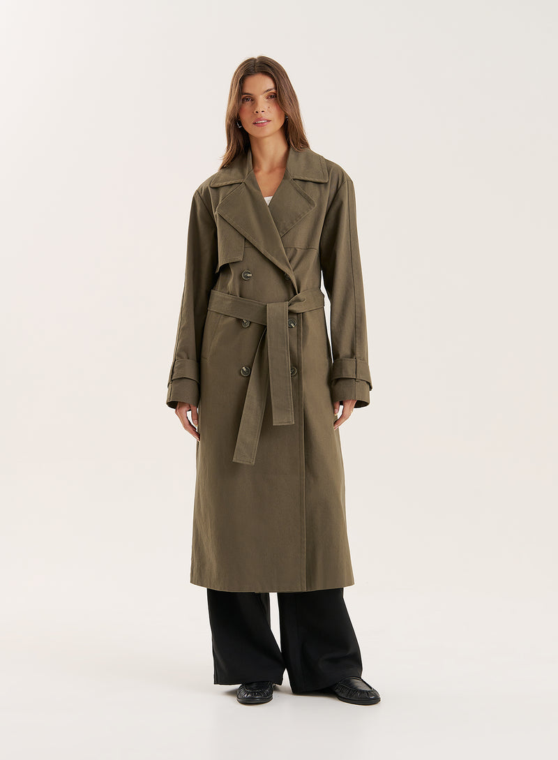 Khaki Belted Trench Coat- Tabi