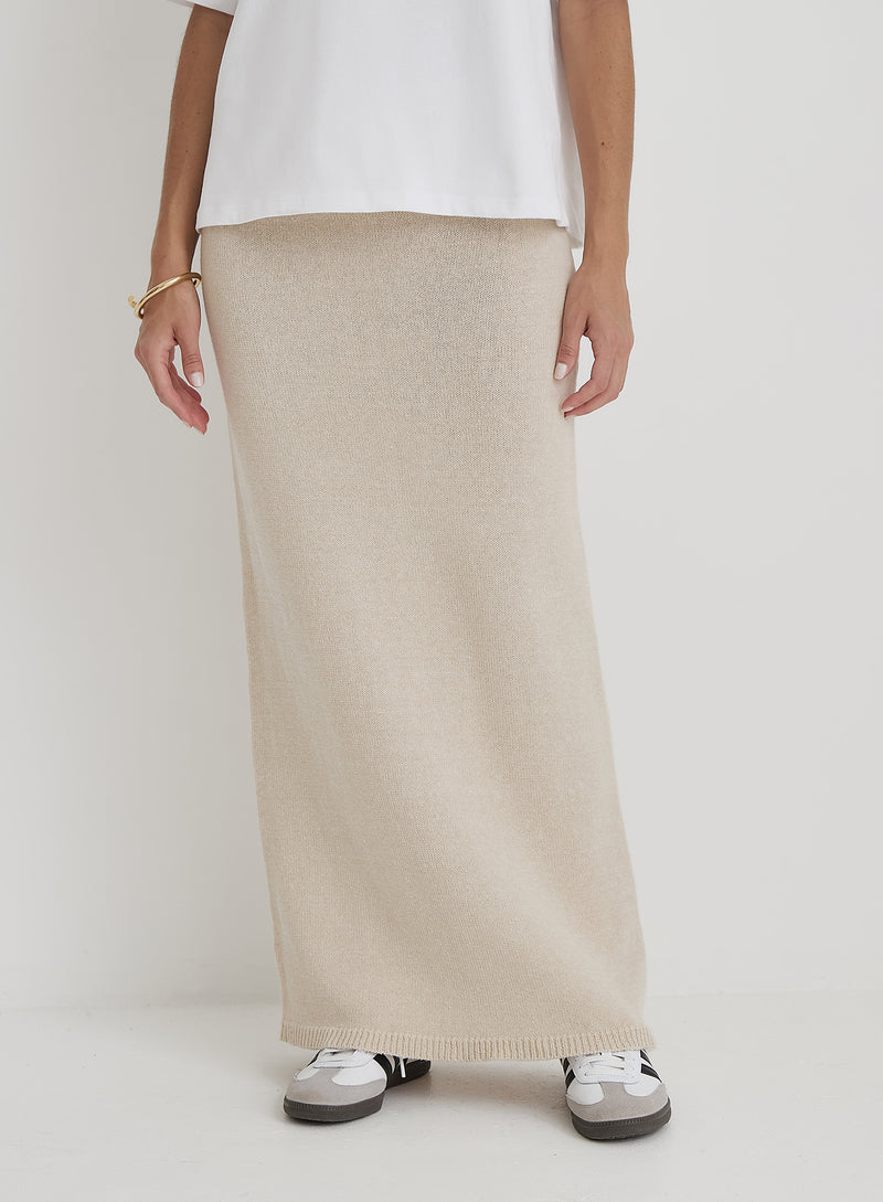 Cream Knit Maxi Skirt- Rico