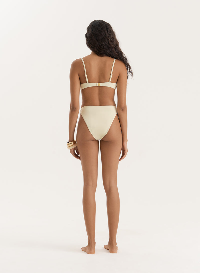 Cream Gold Buckle Underwired Bikini Top-Mayci