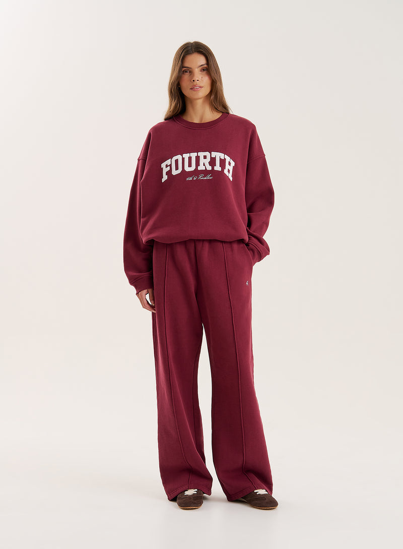 Burgundy Fourth Embroidered Branded Sweatshirt- Trey