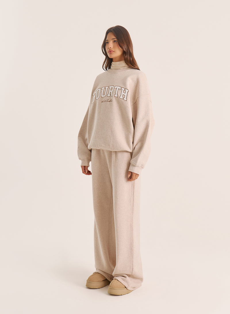 Oatmeal Fourth Slogan Sweatshirt