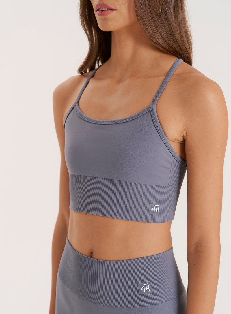 Grey Racer Back Seamless Sports Bra- Jenna
