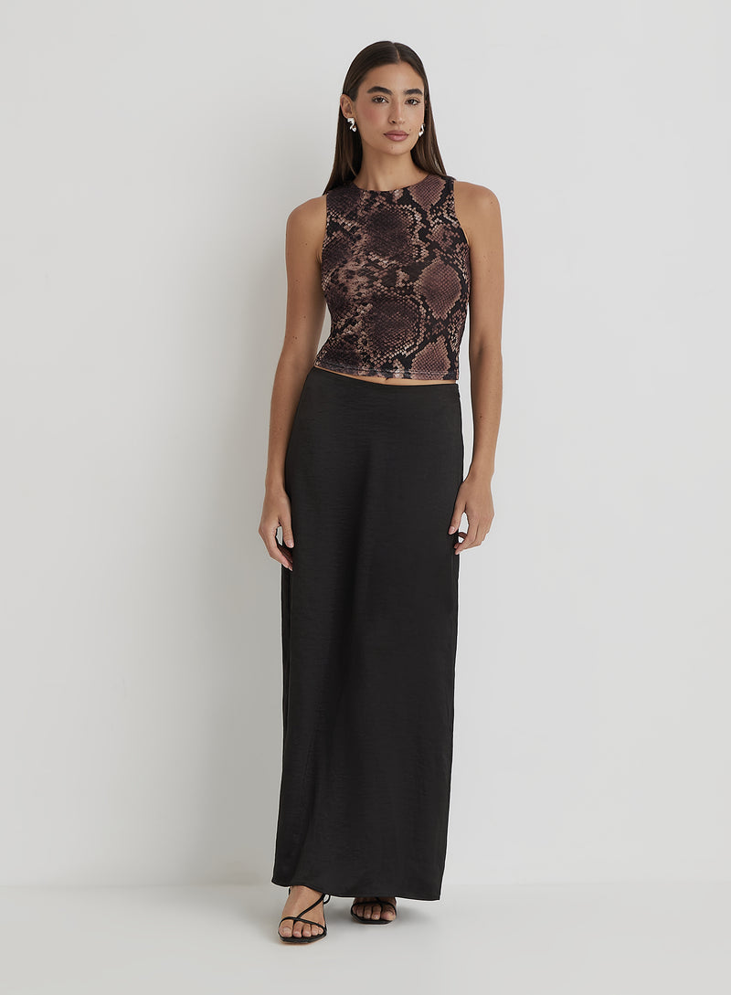 Snakeskin Sleeveless Mesh Top- Trinnie