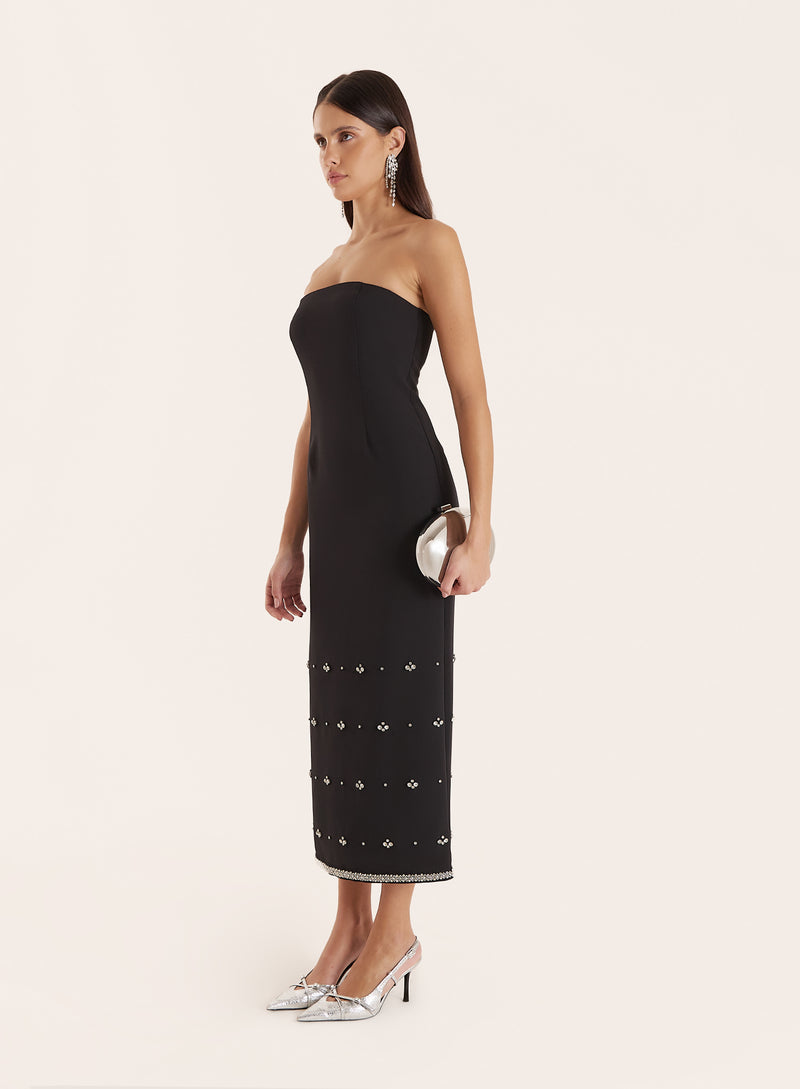 Black Embellished Bandeau Midaxi Dress- Harvey