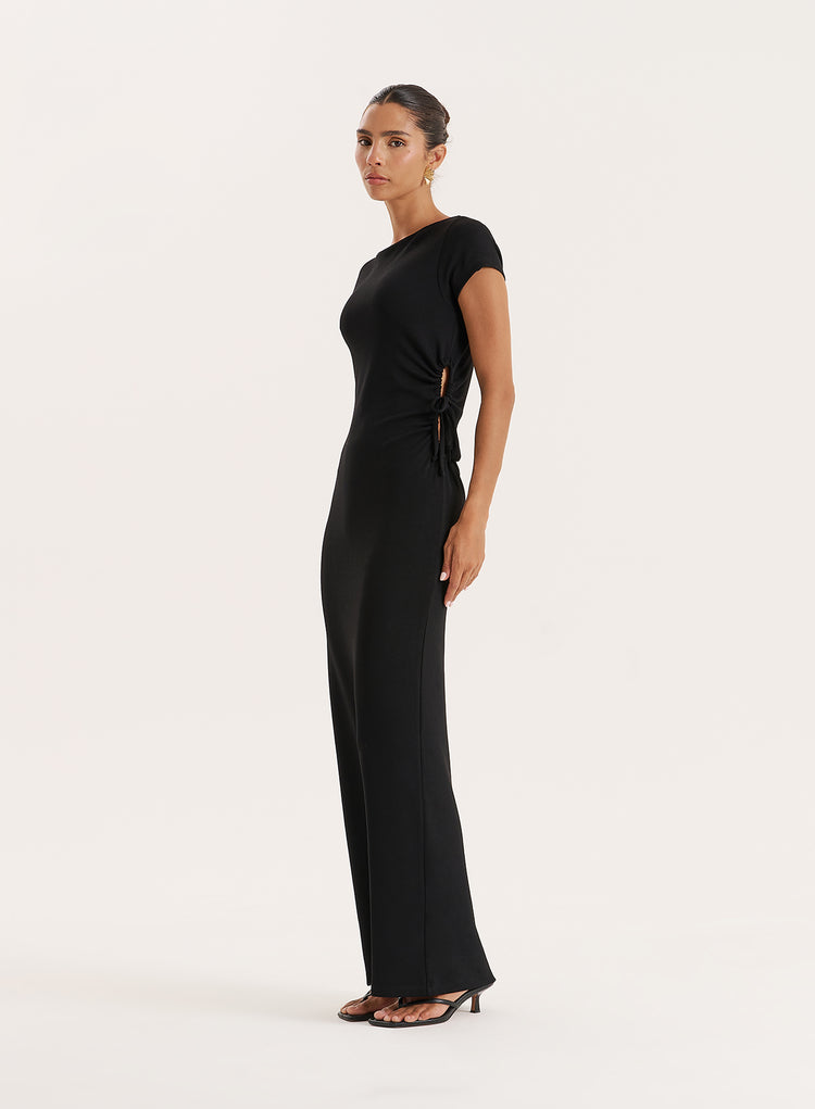 Black Jersey Cut Maxi Dress- Aleixo