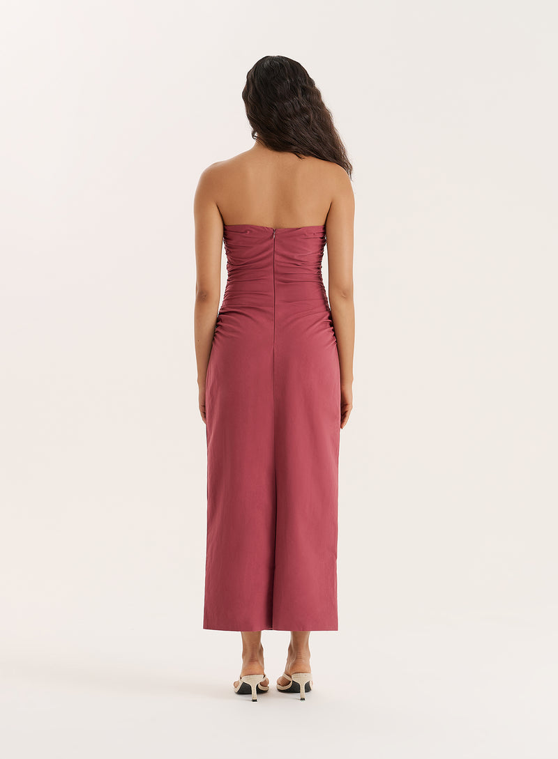 Dusky Rose Bandeau Ring Detail Cut Out Maxi Dress- Winnie