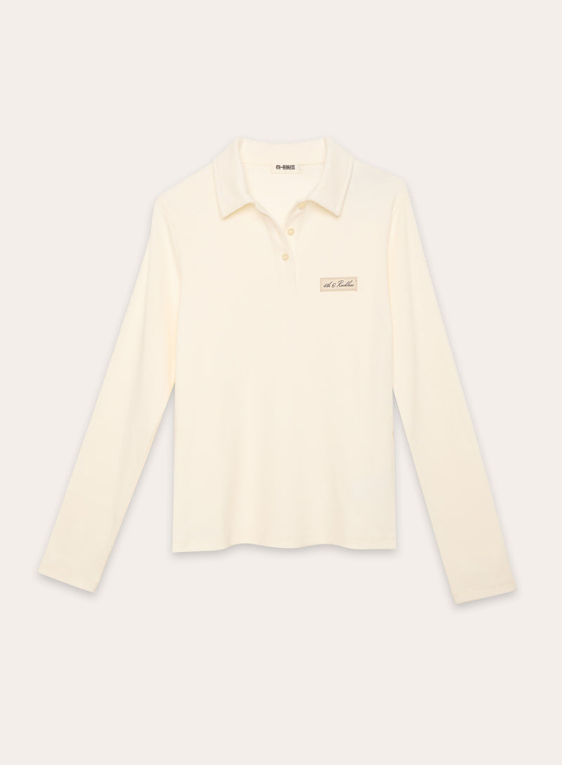 Ecru Fine Ribbed Jersey Longsleeve Top