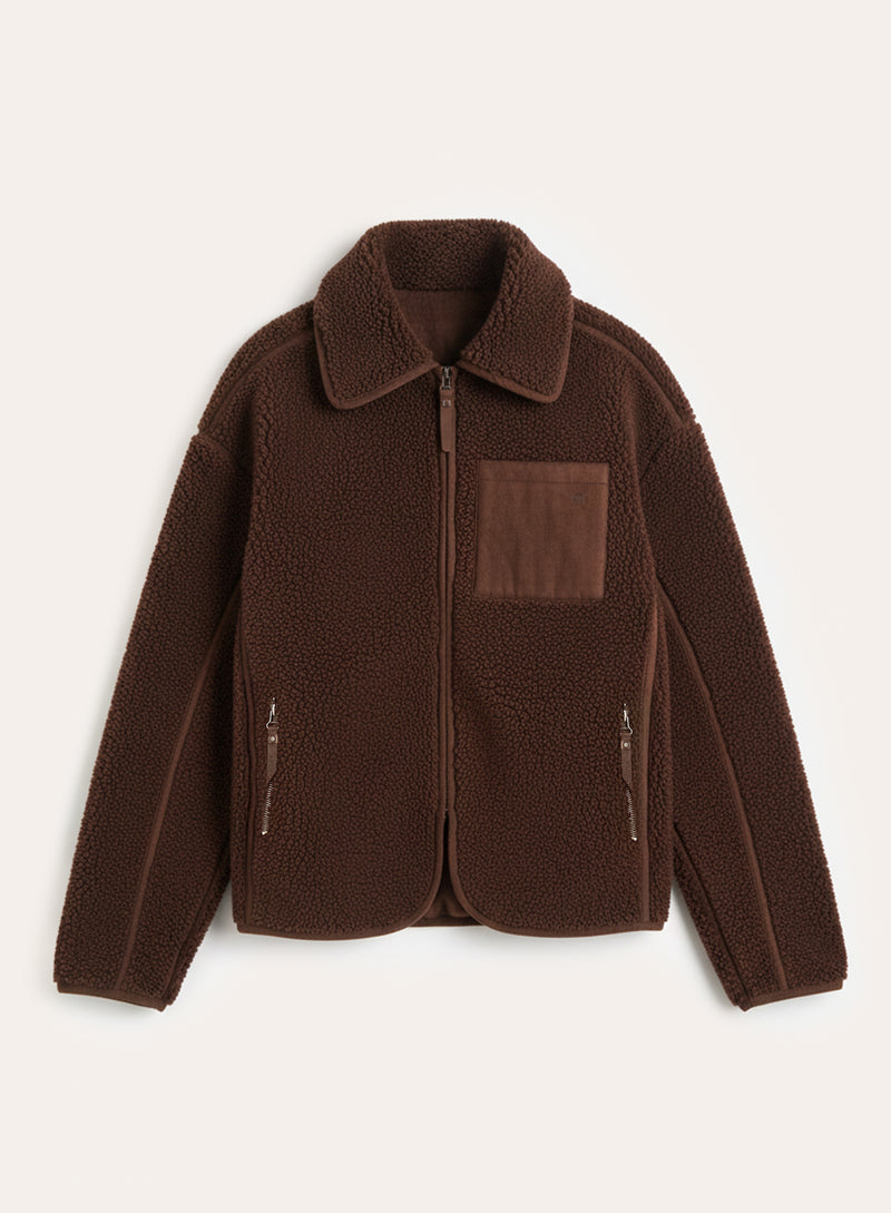 Chocolate Pocket Detail Zip Fleece Jacket