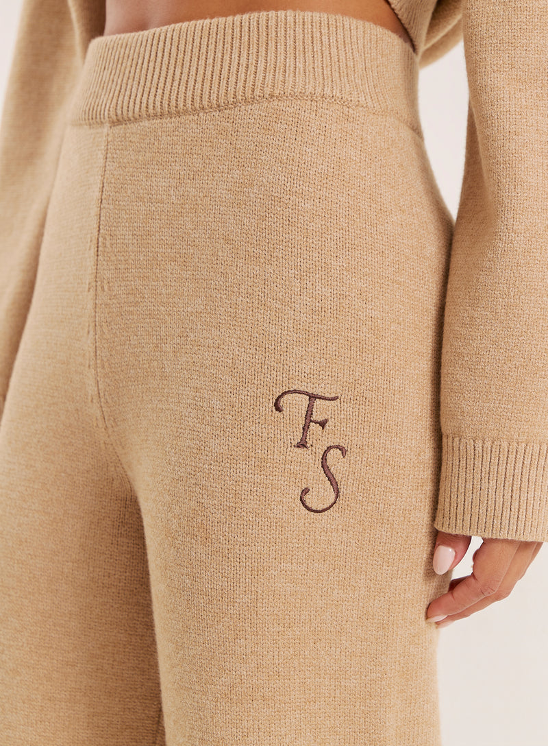 Camel Knitted Fourth Studio Wide Leg Trousers- Jackson