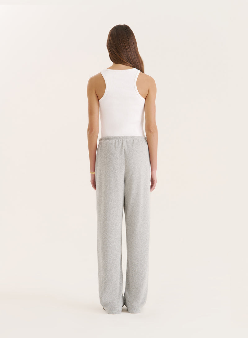 Grey Towelling Straight Leg Trouser- Livia