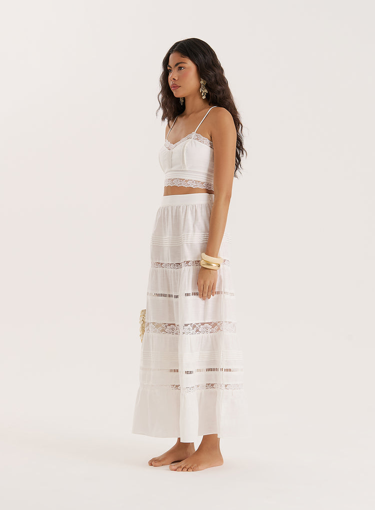 White Lace Trim Cami Crop Top- Violeta