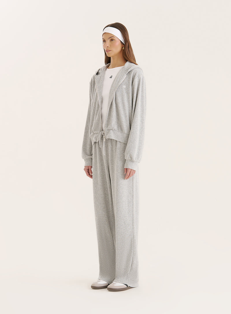 Grey Towelling Zip Hoodie- Livia