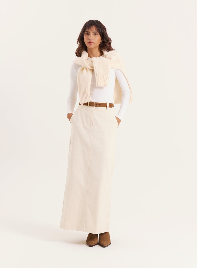 Cream Corduroy Skirt-Petra