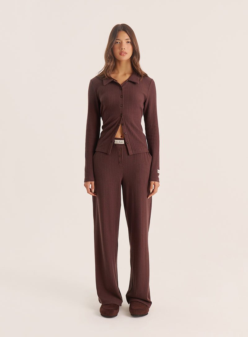 Chocolate Logo Waistband Pointelle Trousers