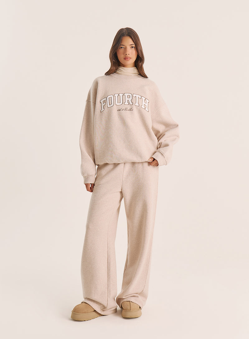 Oatmeal Fourth Slogan Sweatshirt