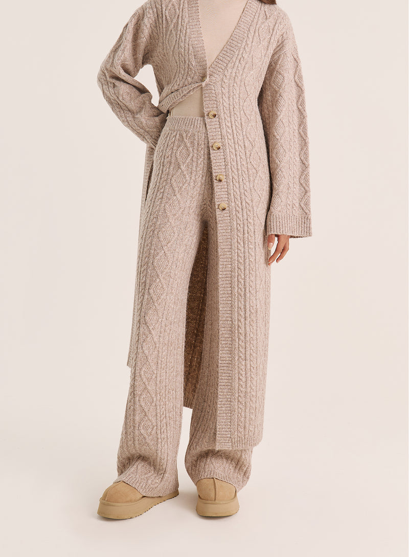 Taupe Cable Knitted Trousers