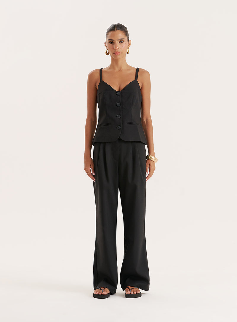 Black Tailored Wide Leg Trouser- Banksie
